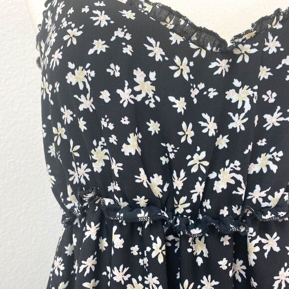 Bailey Blue Mini Dress Large Babydoll Layered Ruffle Flounce Boho Gypsy Milkmaid - Picture 4 of 11